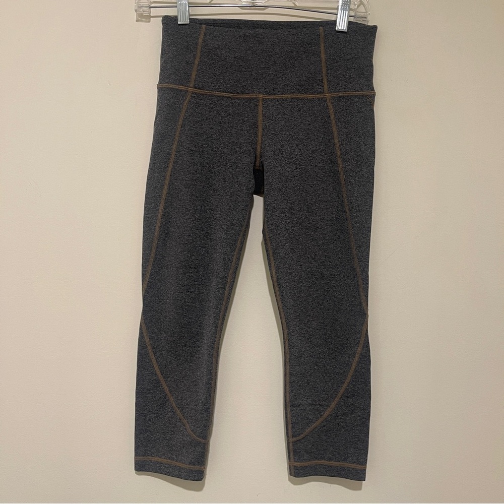 Athleta Charcoal and Brown Calf Length Leggings - Picture 1 of 9